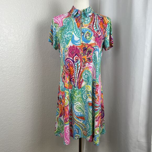 Ivy Road Dress Womens Medium Retro Psychedelic Paisley Colorful Stretch Y2K Mod - Picture 1 of 11